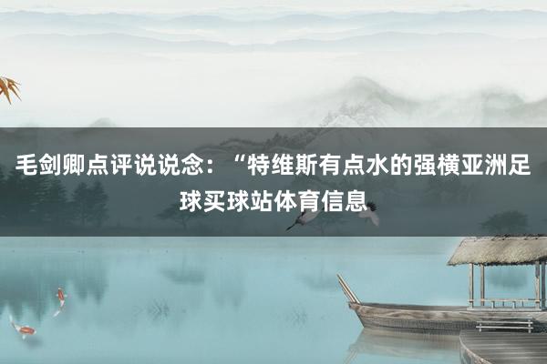 毛剑卿点评说说念：“特维斯有点水的强横亚洲足球买球站体育信息